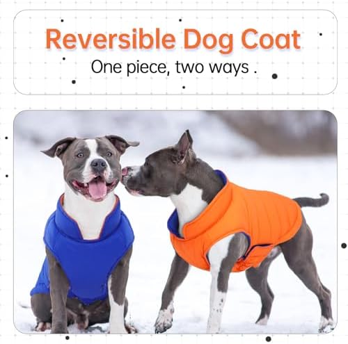 Lelepet Reversible Dog Coat Windproof Dog Puffer Jacket Lightweight Vest