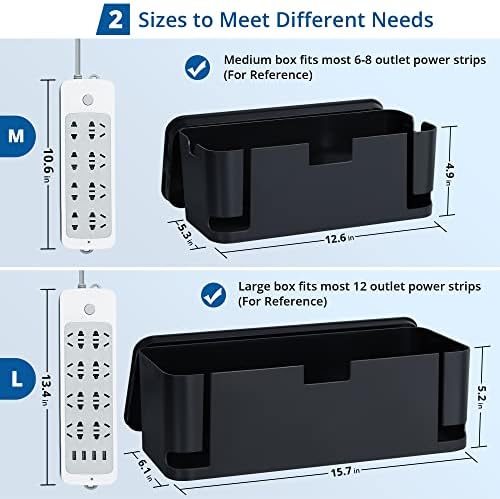 ZhiYo 6.6ft - 1/2 inch Cable Sleeve & Cable Management Box Black Bundle