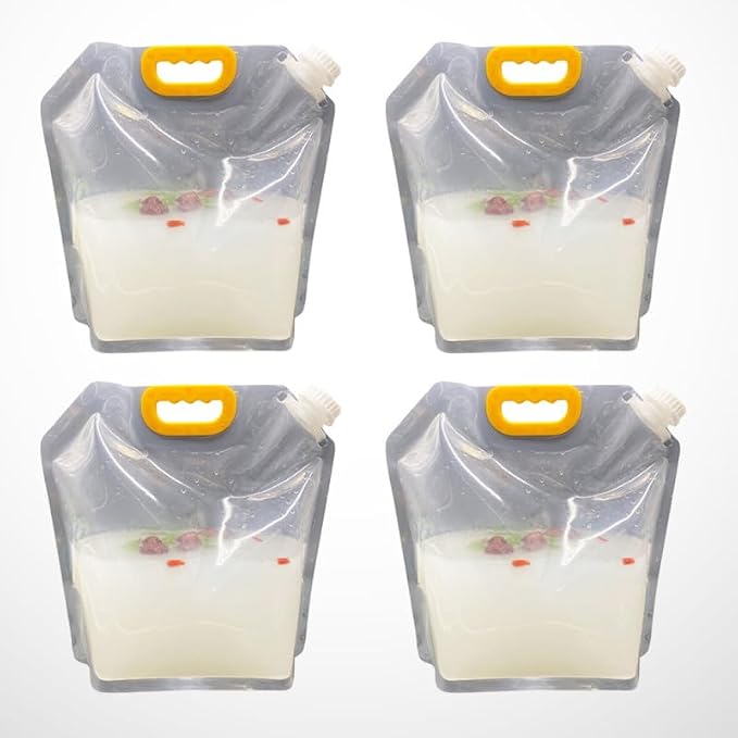 PRETYZOOM Transparent Beverage Bag Pa/Pet with Handle 4 Pack | Food Grade Plastic, with Cover, Disposable Design, for Beer, Soy Milk, Juice