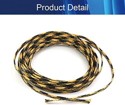 Jutagoss PET Expandable Braided Cable Sleeve, 16.4ft - 3/16 inch Black Yellow Cable Management Sleeve, Wire Loom Tube Cord Protector for USB Cable, Power Cord, Audio Video and More, 1Pc