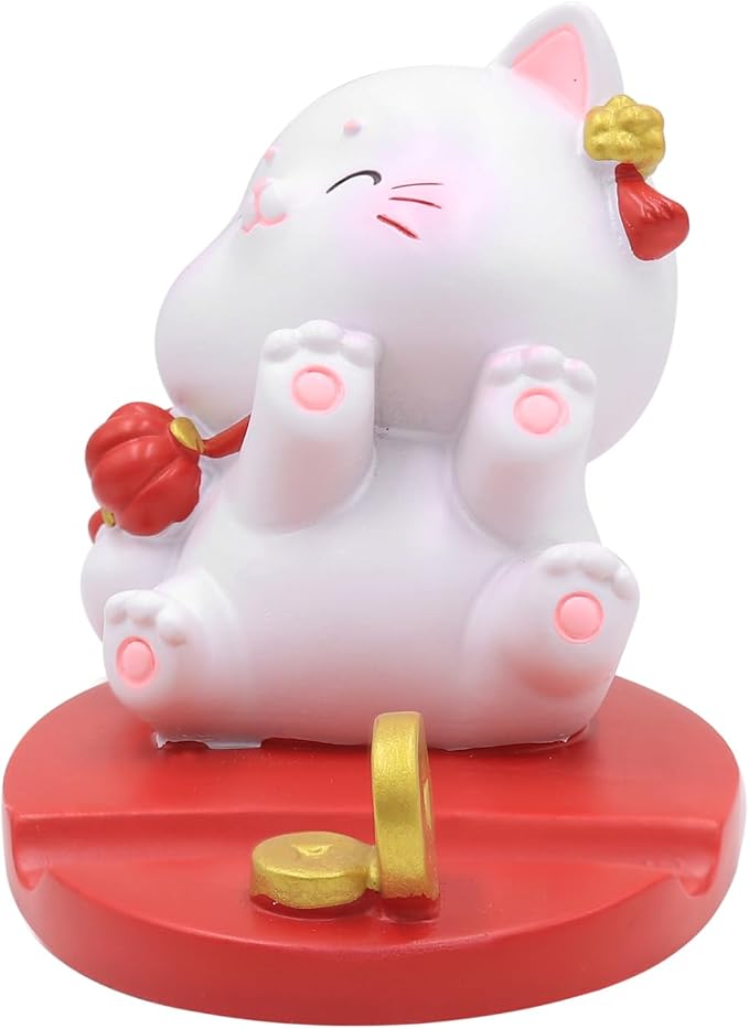Cute Cat Phone Holder Desk Ornament Kawaii Phone Stand Universal Desk Phone Stand for All Mobile Smartphones Tablets