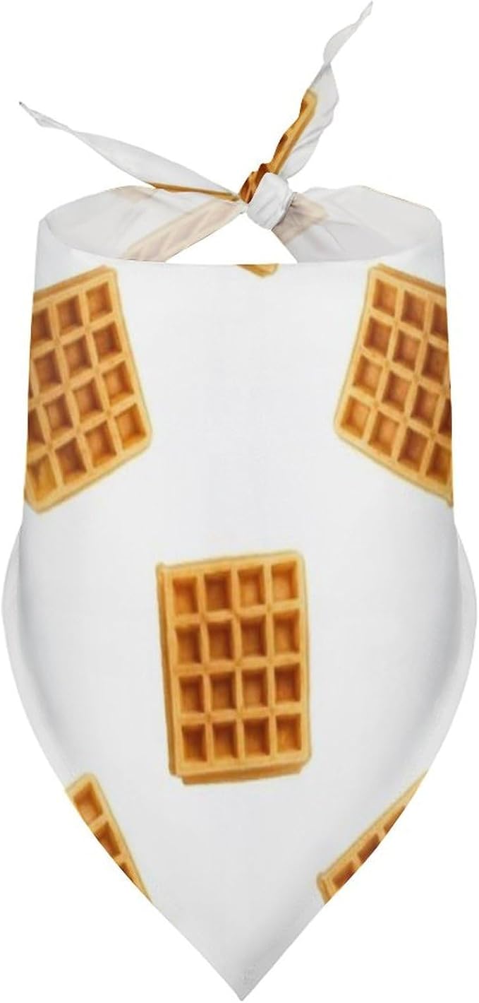 Lightweight Washable Pets Casual Fashion Scarf, Adjustable Comfy Brown and Yellow Waffles Handkerchief for Wedding, Party, Daily Use