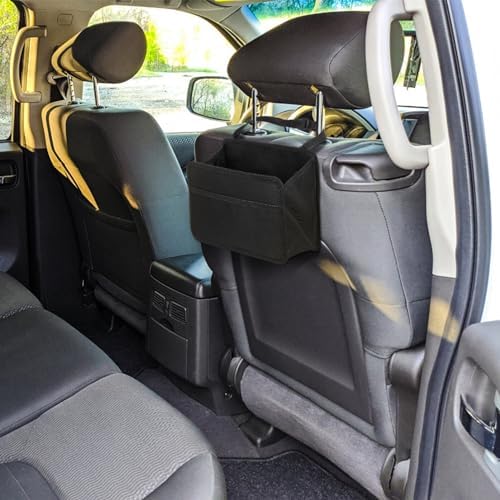iplusmile Car Seat Organizer 9.44X6.69X5.31In Foldable Hanging Storage Box with Removable Base Waterproof Oxford Cloth Backseat Trash can for Family Travel Daily Commute Pet Transport