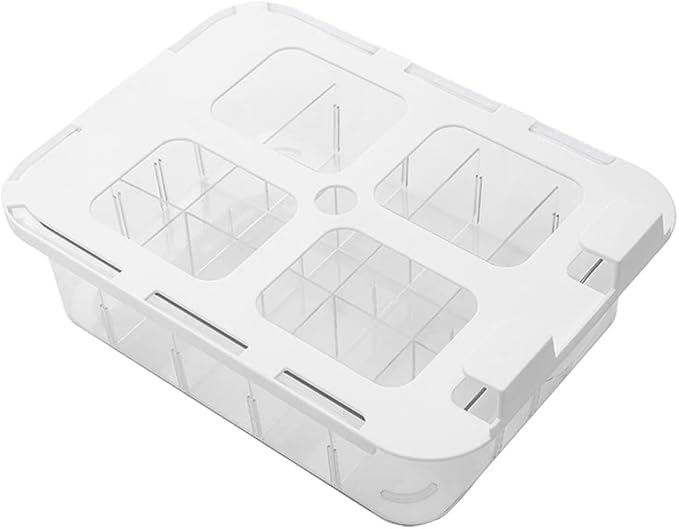 Abaodam Multi-grid Drawer Organizer for Hosiery and Bras with Lid Design, Pet Material Underwear Storage Box for Home Storage and Closet, Dust Prevention and Compartment Design,