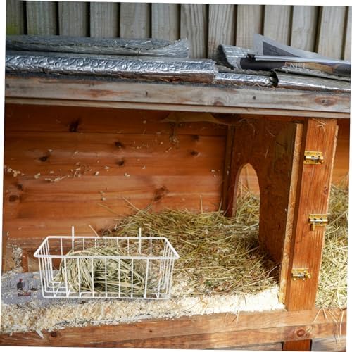 UKCOCO Wear Resistant Rabbit Feeder Rack Hanging Hay Holder with Hook for Cage Convenient Small Portable Bunny Feeder for Clean Organized Food Storage and Easy to Clean Hay Rack for