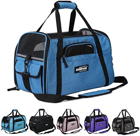 EliteField Soft-Sided Pet Carrier for Cats & Small Dogs (3-Year Warranty) | Airline Approved, Removable Bed & Cover, Built-In Leash, Luggage Sleeve, Seat Belt Loop, Waterproof, Durable, Foldable