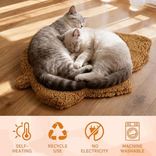 3 Pack Self Warming Pet Bed Leaf Shape Self Heating Cat Dog Mat Washable Thermal Sleeping Pad for Indoor Outdoor Hedgehog, Bunny, Sugar Glider, Rat, Chinchilla(Orange,Small-16 x20)