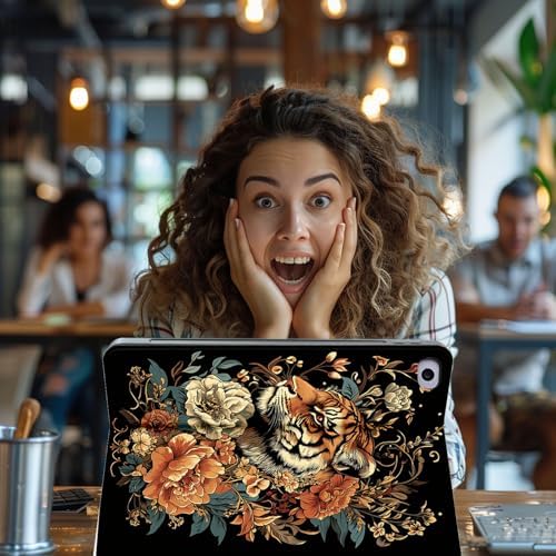for Microsoft Surface Pro 11/10/9-13" 2024/2022 Tablet Case,Auto Wake/Sleep,Adjustable Stand Protective Cover - Tiger Floral