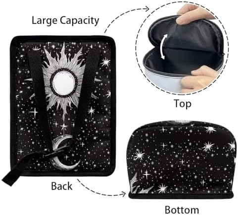 DISNIMO Sun and Moon Hanging Car Trash Can Black Car Garbage Storage Bag with Lid Auto Rubbish Bin Leak-Proof Cars Trash Can Portable Organizer for Men Women Keeps Automobile Trucks SUV Clean