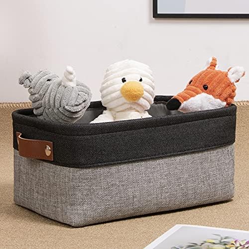 DULLEMELO Small Collapsible Fabric Basket for Organizing, Shelves, Closets, Laundry, Nursery, Decorative Gift Basket (Black&Gray)