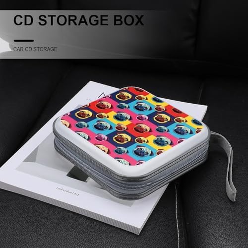 Hard Shell DVD CD Organizer Love Pug Dog, 40-Disc Storage Binder with Zipper Closure, Portable Protective Case for Travel Home