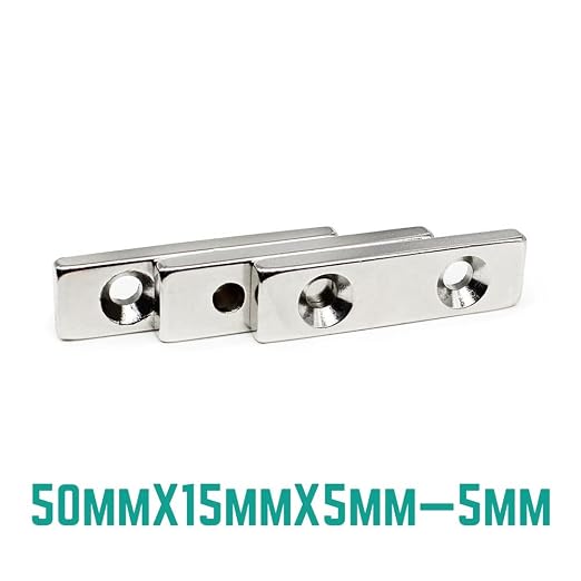 1/2/5/10/20PCS 50x15x5-5mm Long Strip Block Neodymium Holes 5mm Countersunk Quadrate Permanent NdFeB 50 * 15 * 5-5 m Magnets(1PCS)