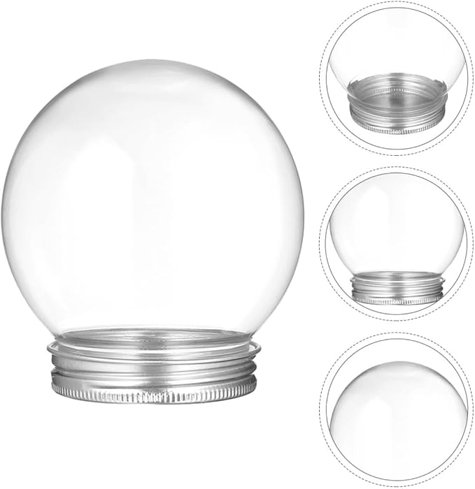 GANAZONO Dome Snow Globe 150ml with Screw Lid Candy Bottle Plastic 5pcs