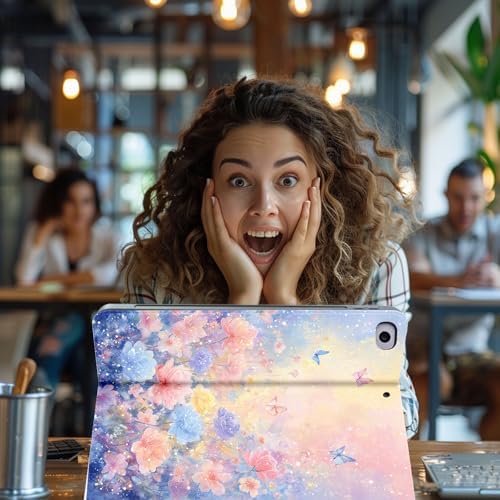 for Microsoft Surface Pro 7 Plus,Surface Pro 7/6/5/4 12.3" Tablet Case,Auto Wake/Sleep,Adjustable Stand Protective Cover - Flower Butterfly