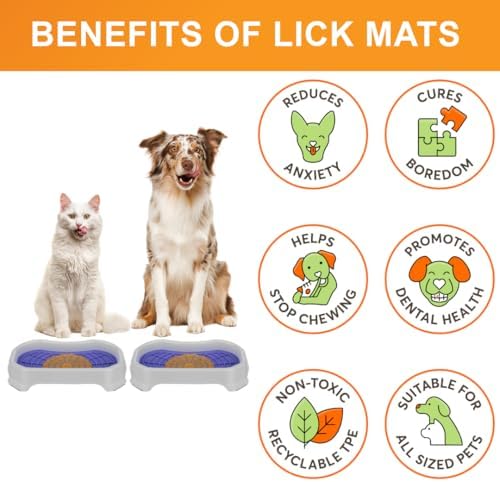 Neater Pets Neat-LIK Dog Lick Mat w/Mess-Proof Tray, Lick Mat for Dogs, Cats, Puppy, Reduces Anxiety & Boredom, Peanut Butter Slow Feeder, Interactive Treat Licking Pad (Purple/Vanilla Bean)