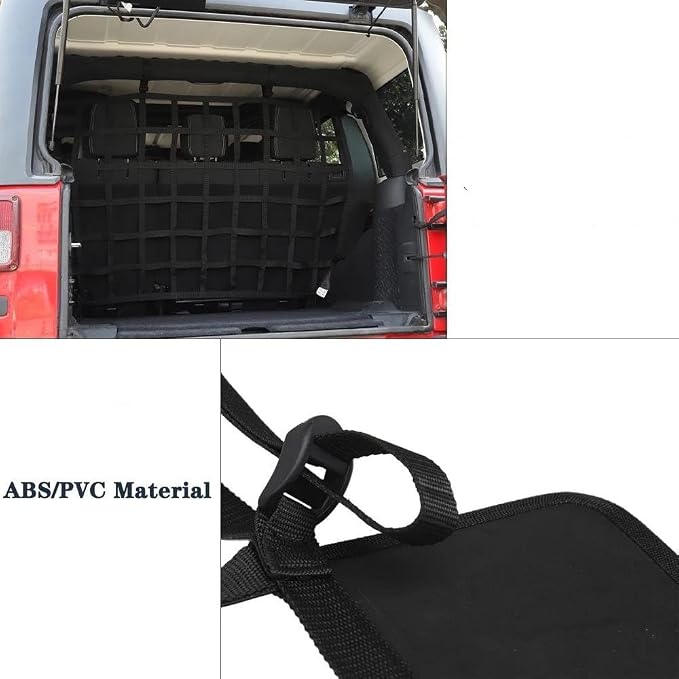 Car Nets Dog Barrier Protector Isolation Pet Net Trunk Safety Mesh For Jeep For Wrangler JK JL For Gladiator JT 2007-2023 Interior Moulding Black Cargo Net