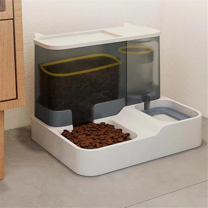 2 in 1 Pet Automatic Food and Water Dispenser, Cat Feeder, Dog Feeder,Pet Water Dispenser,Pet Automatic Feeder, Pets Auto Feeder (Grey)
