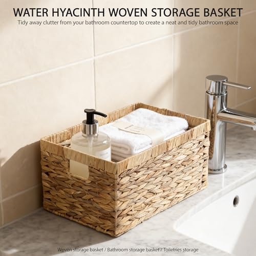 Storage Container, Natural Water Hyacinth Storage Bins Rectangular Basket,Arts and Crafts.