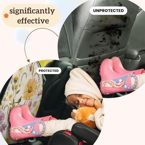 Car Seats Back Protector 2 PCS - Beautiful Flowers | with 3 Storage Pockets, Shield Seats From Dirt, Mud Scratches, Fits Cars SUVs Trucks and Jeeps