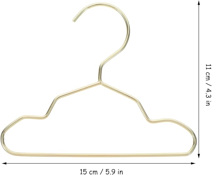 Didiseaon 10Pcs Small Dog Clothes Hangers Metal Pet Golden Mini Cat Hanger for Puppy Closet Storage, Windproof Heavy Duty Doll Garment Rack Accessories 5.9 X 4.33 Inches