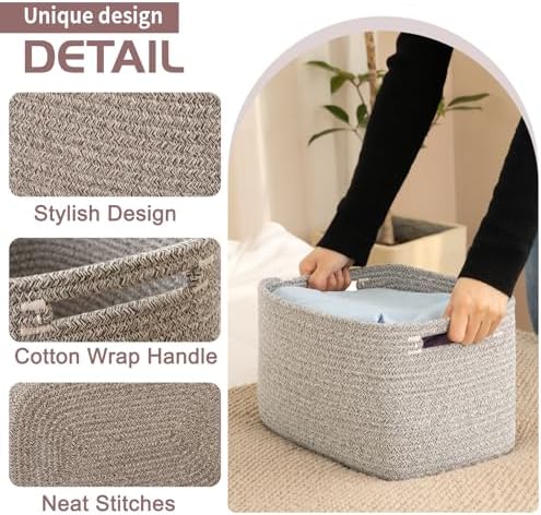 OIAHOMY 4 Pack Storage Baskets for Organizing 15L Cube Storage Bins Grey