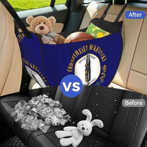 Kentucky State Flag Car Seat Organizer-Backseat Storage Bag for Travel | Waterproof Durable. Holds Snacks Gear Essentials. Fits Most Cars.