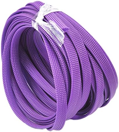 Bettomshin 1Pc 32.8Ft(10m) Cable Management Sleeve, 3/8"(10mm) Width PET Purple Cord Protector, Wire Loom Tube Insulated Split Sleeving for USB Cable Power Cord Organizer Video Cable Hider