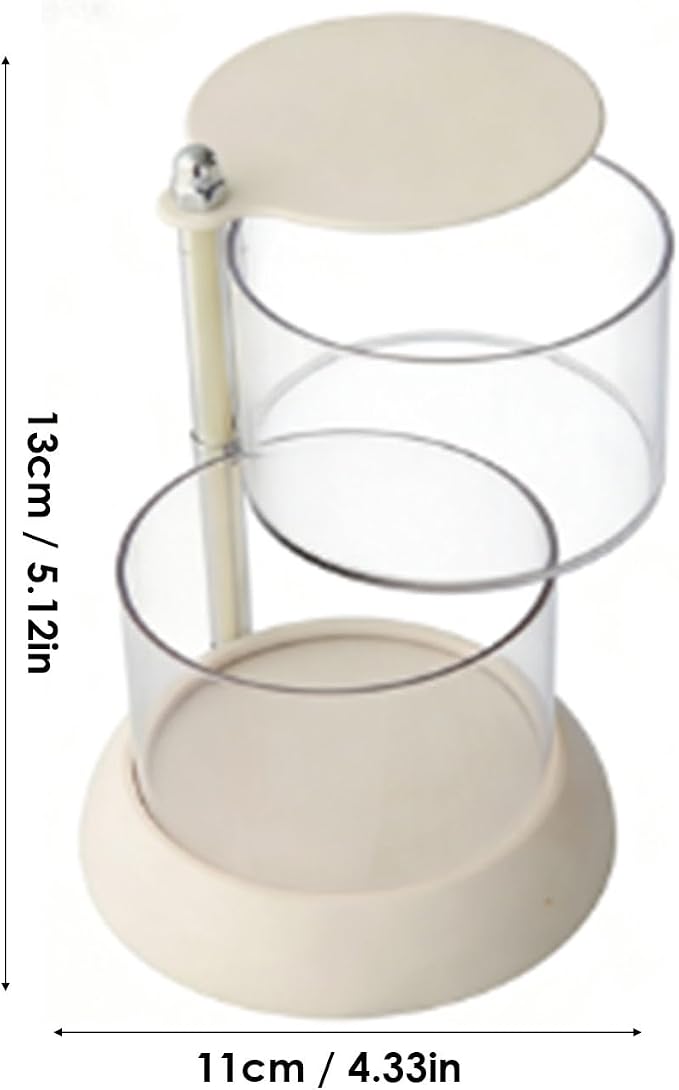 Sorandy Makeup Sponge Storage Box, 2 Tier PET Clear Rotating Makeup Blender Organizer Storage Container with 360 Degree Access for Powder Puff Cotton Pads (White)