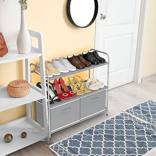 Simple Houseware 3-Tier Closet Storage with 2 Drawers, Grey