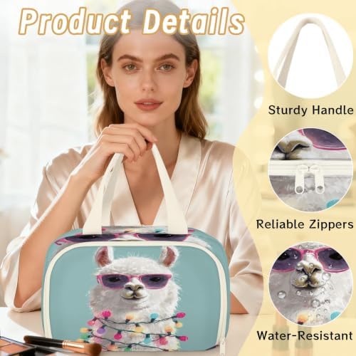 Cute Llama Travel Toiletry Bag for Women