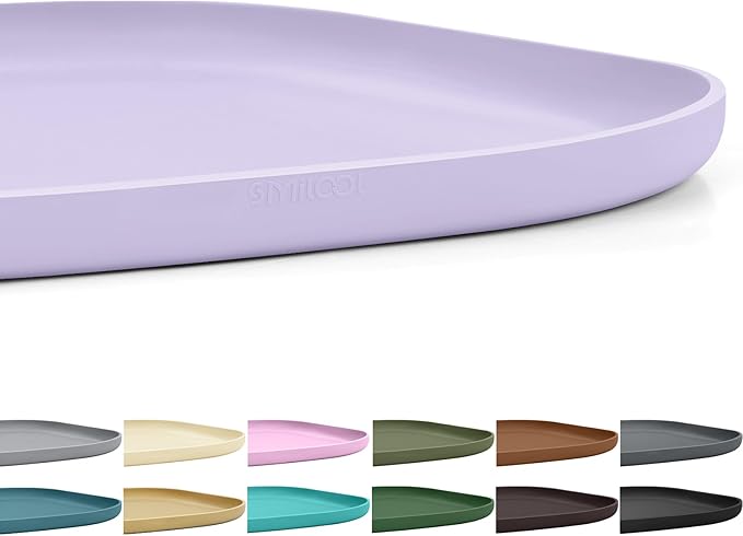 Smilool Small Silicone Pet Food Mat with Raised Edge for Food and Water Bowl, Square Dog Feeding Mats, Cat Food Trays for Floor Waterproof, Rubber Tray for Dogs and Cats, 12 x 12 x 0.7 Light Purple