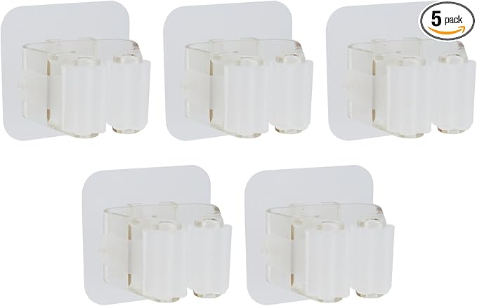 Sscon 5Pcs Self Adhesive Broom Holder Storage Rack for plastic | Stable base stands firmly on tables without tipping over easily