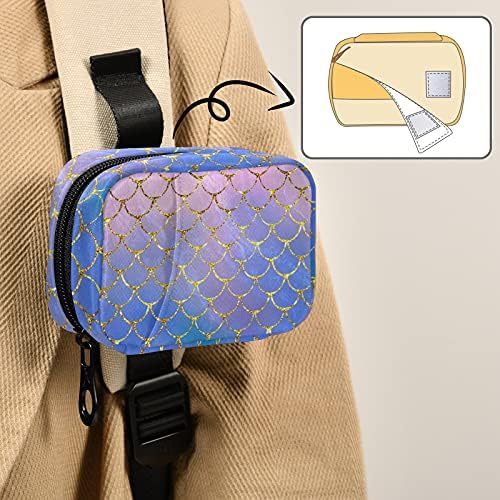 Fish Mermaid Scales Pill Box 7 Day Pill Case Travel Pill Organizer Bag with Zipper Portable Weekly Case Compact Size for Vitamin Supplement Holder