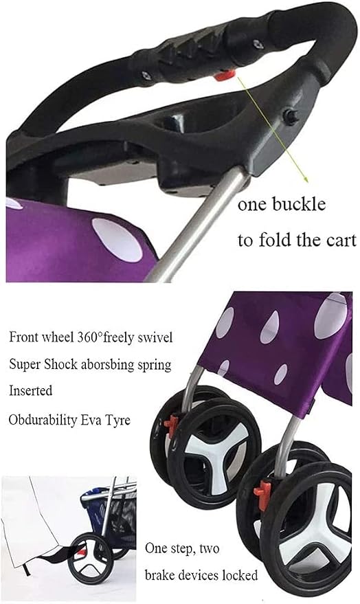 Double Dog Stroller Pet Stroller Travel Stroller Sitting Lying Foldable Lightweight Cart Cat Dog Carriers Bag (A) (E)