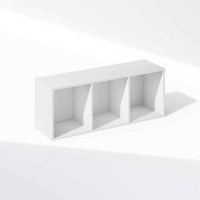 Furinno Reed Closet Organizers and Storage, 3-Tier Closet Organizer, Open Shelf Closet Storage, for Wardrobe, Bedroom, Living Room, White