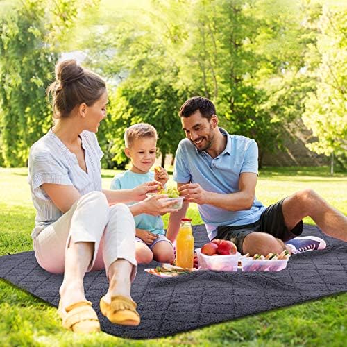 REDCAMP Large Outdoor Blanket 79"x79" Sherpa Fleece Lining, Black | Cold Weather Warm Thick Outdoor Blanket Comfy Foldable & Windproof for Camping Stadium,Car,Picnics,Pet,Trip,Machine Washable