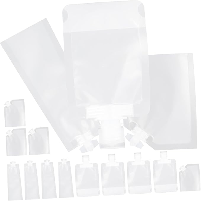 CALLARON 45pcs Multi-function Travel Makeup Bag Organizer Squeeze Pouches Reusable Travel Kit for Lotion Cream Toiletries Compact Design for