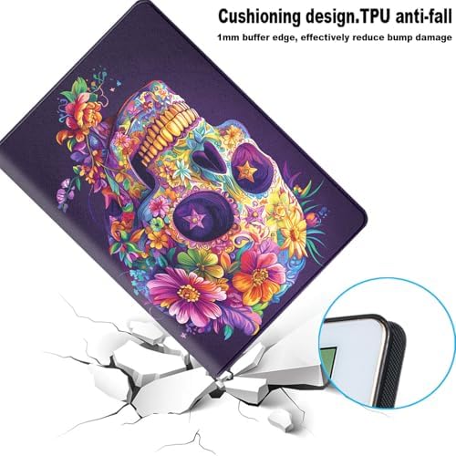 for Samsung Galaxy Tab E 9.6 Inch 2015 (SM-T560/T561/T567) Tablet Protective Cover with Adjustable Stand and Magnetic Auto Wake/Sleep,Sugar Skull