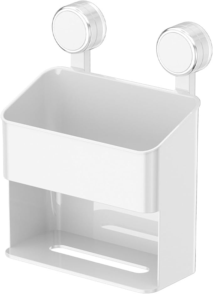Shower Suction Cup Wall Mounted Bathroom Shelf Drillless PET ABS Storage PET ABS Shower Storage Rack Suction Shelf for Toiletries Portable Bathroom Wall Rack Accessories Hygienic Organizers