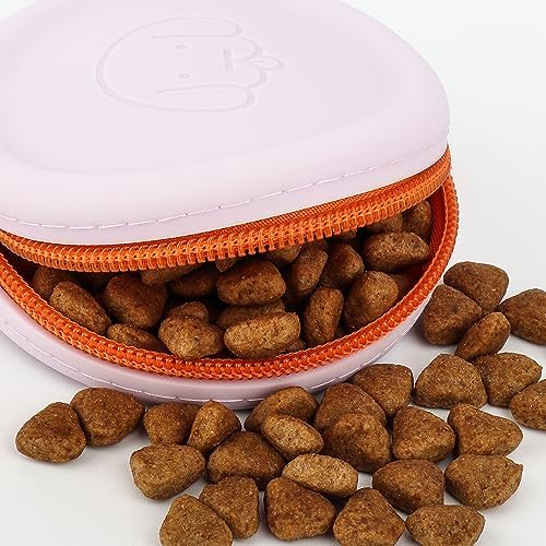 WALLFID Silicone Dog Treat Pouch Small Bag,with Pet Training Clicker,Walking Bag for Dog and Cat, Pocket Size, Easy to Clean, Odorless, Zipper Design,Moisture-Proof,Travel Walking Bag.(Pink)