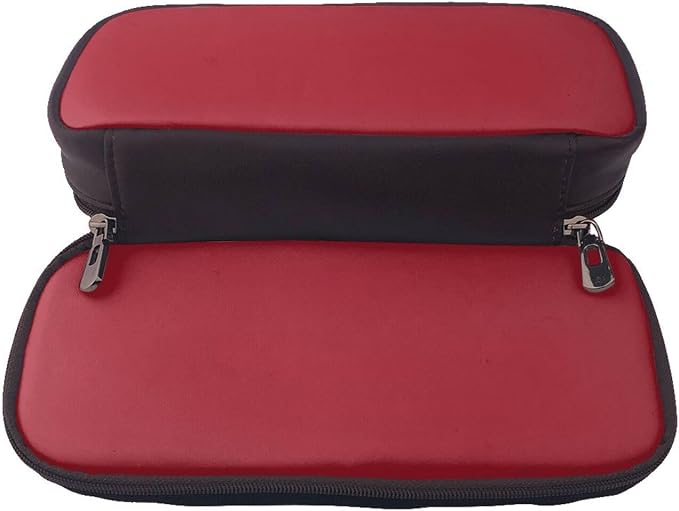 Leather Pen Case with Zipper - Aesthetic Pen Holder Amaranth red Pencil Case for Women & Men - Handcrafted Pencil Bag Multi-Functional Travel Cosmetic Case for Work Office Tool Pouch