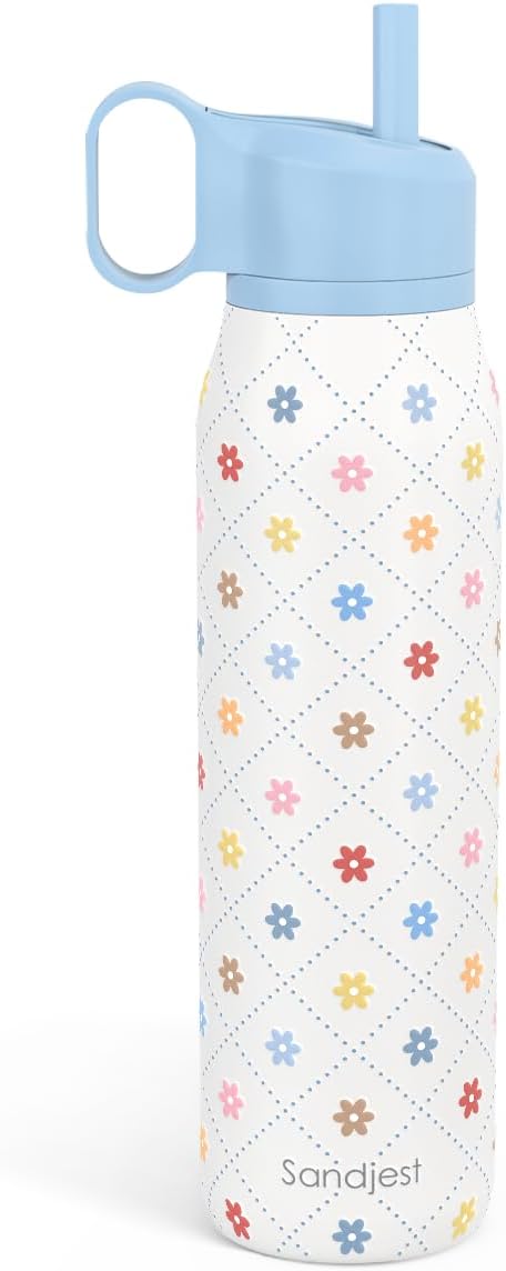Floral Stainless Steel Water Bottle with Twist Lid 20oz, Travel Insulated Water Bottles for Sports & Gym, Gift for Women Girls Friends Birthday Christmas