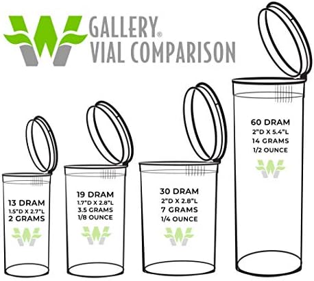W Gallery 50 Clear Vials - 19 Dram Pop Top Bottles, Child Resistant | Airtight Squeeze Top Pill Vials, Durable BPA-Free Plastic, Waterproof Seal, Vitamin & Medicine Storage, Travel Containers