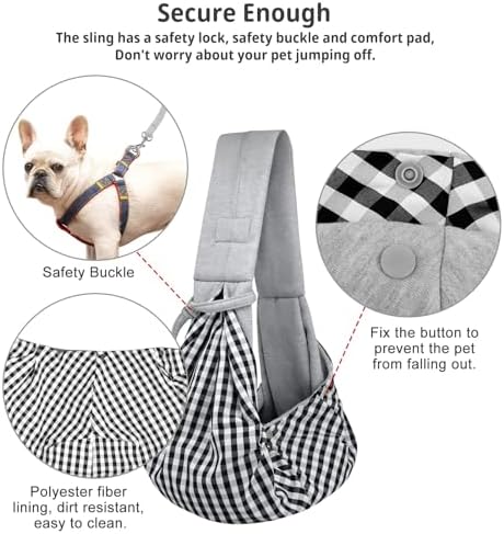 CUBY Dog and Cat Sling Carrier - Hands Free Reversible Pet Papoose Bag - Soft Pouch and Tote Design - Suitable for Puppy, Small Dogs Cats Outdoor