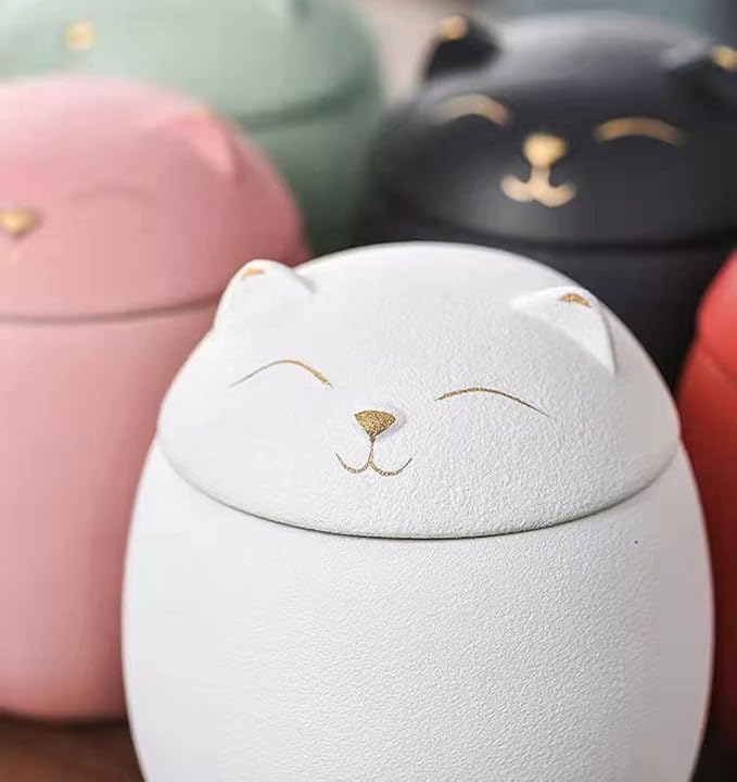 Ceramic Jar Cat Candy Dish Sugar Bowl Storage Jar Canister with Seal Lid