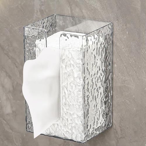 Wall Mounted TissueBox Holder - Multipurpose Clear TissueBox, Portable Adhesive Holder | Long Lasting Water rippleTransparentBox, Creative Fashion Wall Mount Organizer for Tissues Paper Napkins