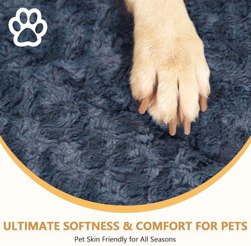 Dog Bed Mat Washable Reversible Dog Crate Pad Soft Fluffy Pet Kennel Beds with Anti-Slip Bottom Dog Cat Sleeping Mattress for Large Dogs, 41x27x1.5 Inch, Gray
