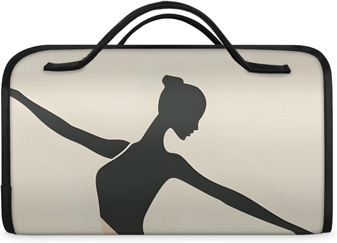 Ballerina Makeup Bag for Women Hanging Roll-Up Travel Organizer Toiletry Kit with 4 Removable Compartments, Dance Ballet