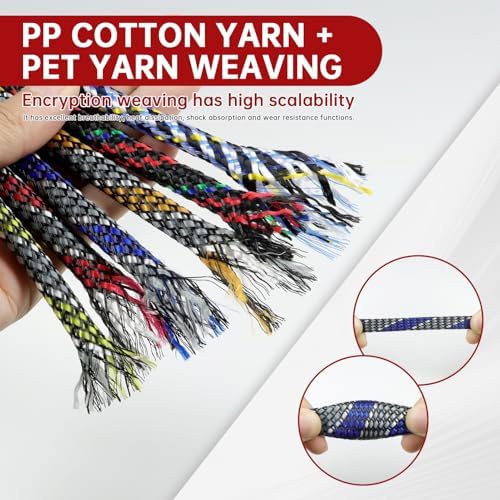 New Braid Sleeve,PP Cotton PET Braided Sleeve Tube Soft Wire Wrap Insulated Cable Protection Line Harness Sheath Daily Household Wire Management (Blue White Grey, 12mm (15/32")-19ft)