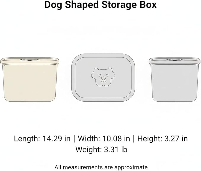 Dog Shaped Storage Bin with Lid and Handle, Decorative PP Plastic Organizer Box for Home, Office, and Craft Supplies